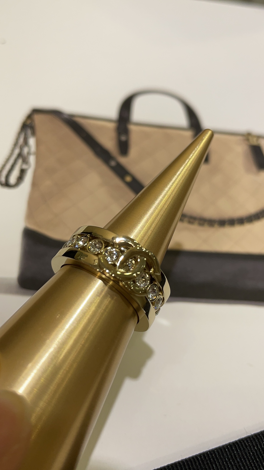 Chanel Full Diamond Wide Coco Ring - Best Replica Jewelry™