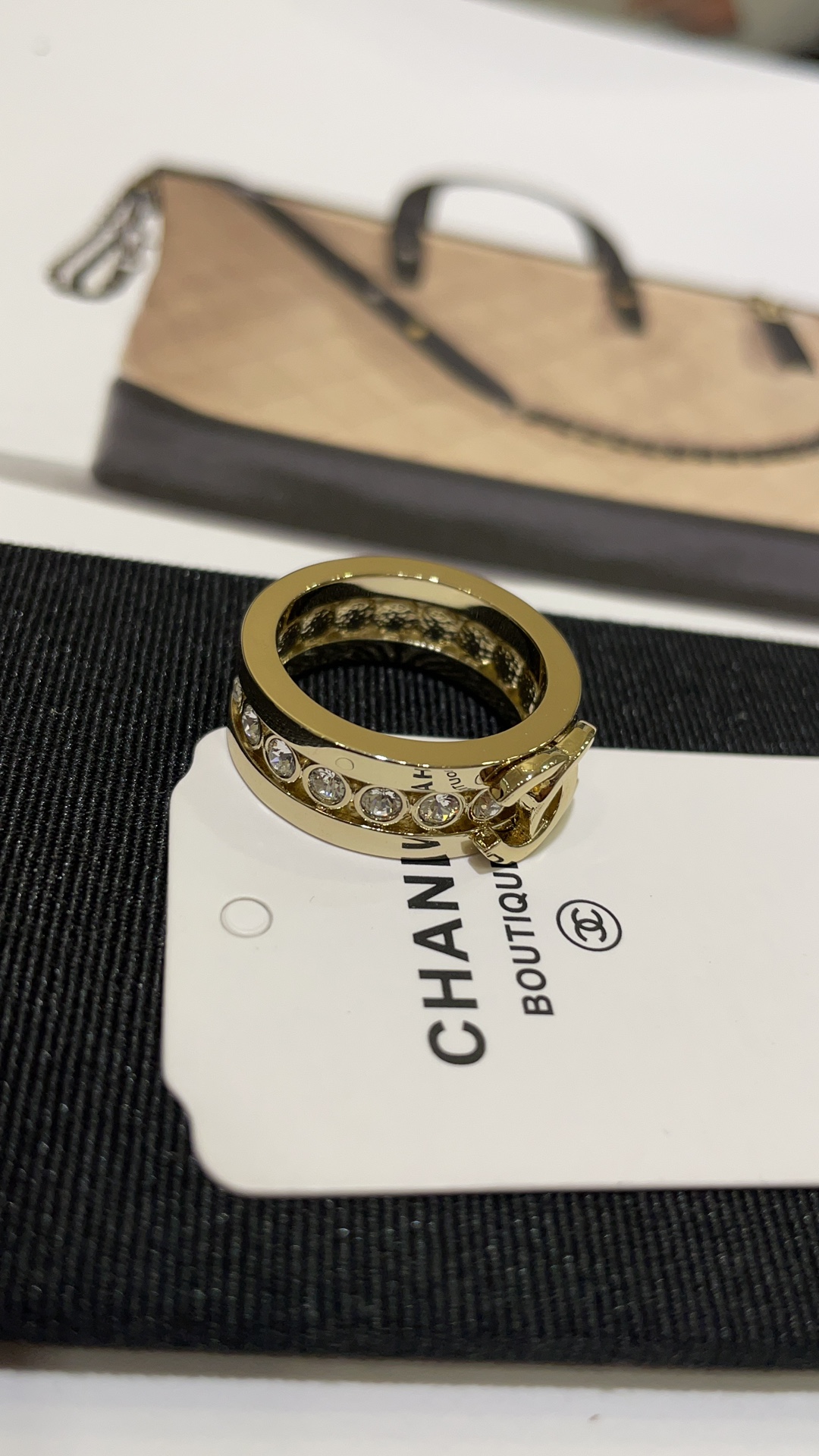 Chanel Full Diamond Wide Coco Ring - Best Replica Jewelry™