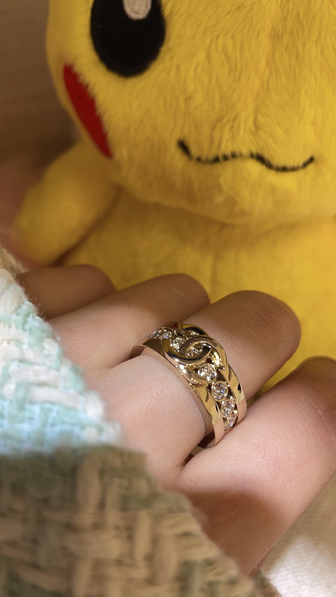 Chanel Full Diamond Wide Coco Ring - Best Replica Jewelry™