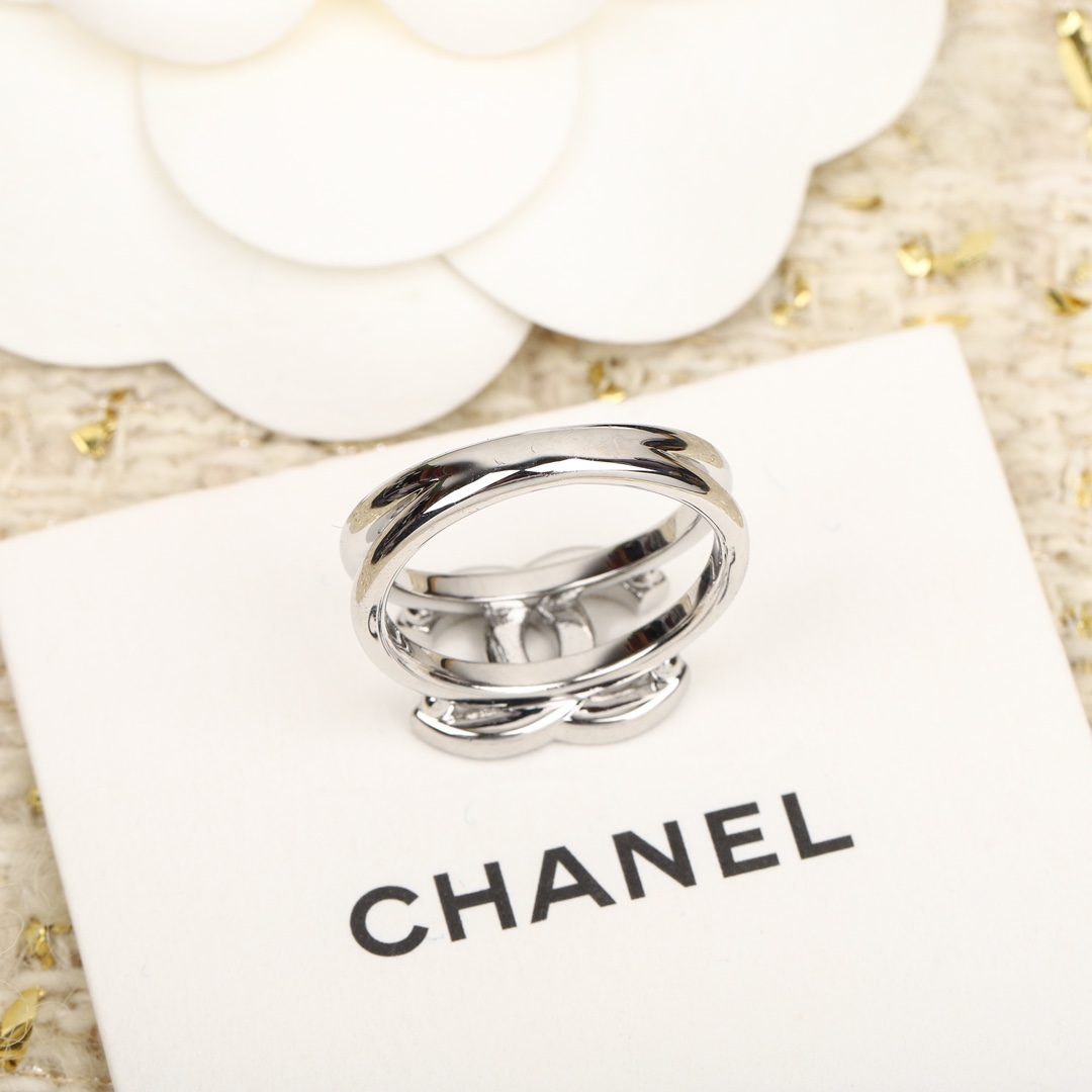 Chanel Silver Diamond Paved Coco Ring - Best Replica Jewelry™