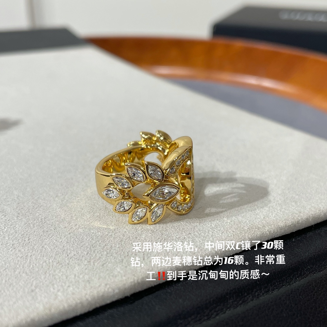 Chanel Wide Hollow Ear of Wheat Ring - Best Replica Jewelry™