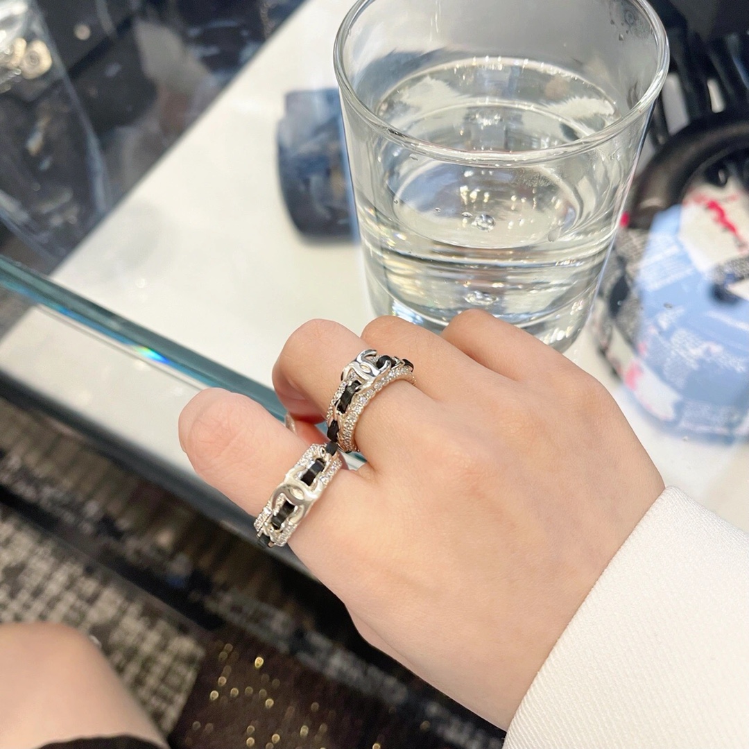 Chanel Black Leather Coco Ring - Best Replica Jewelry™