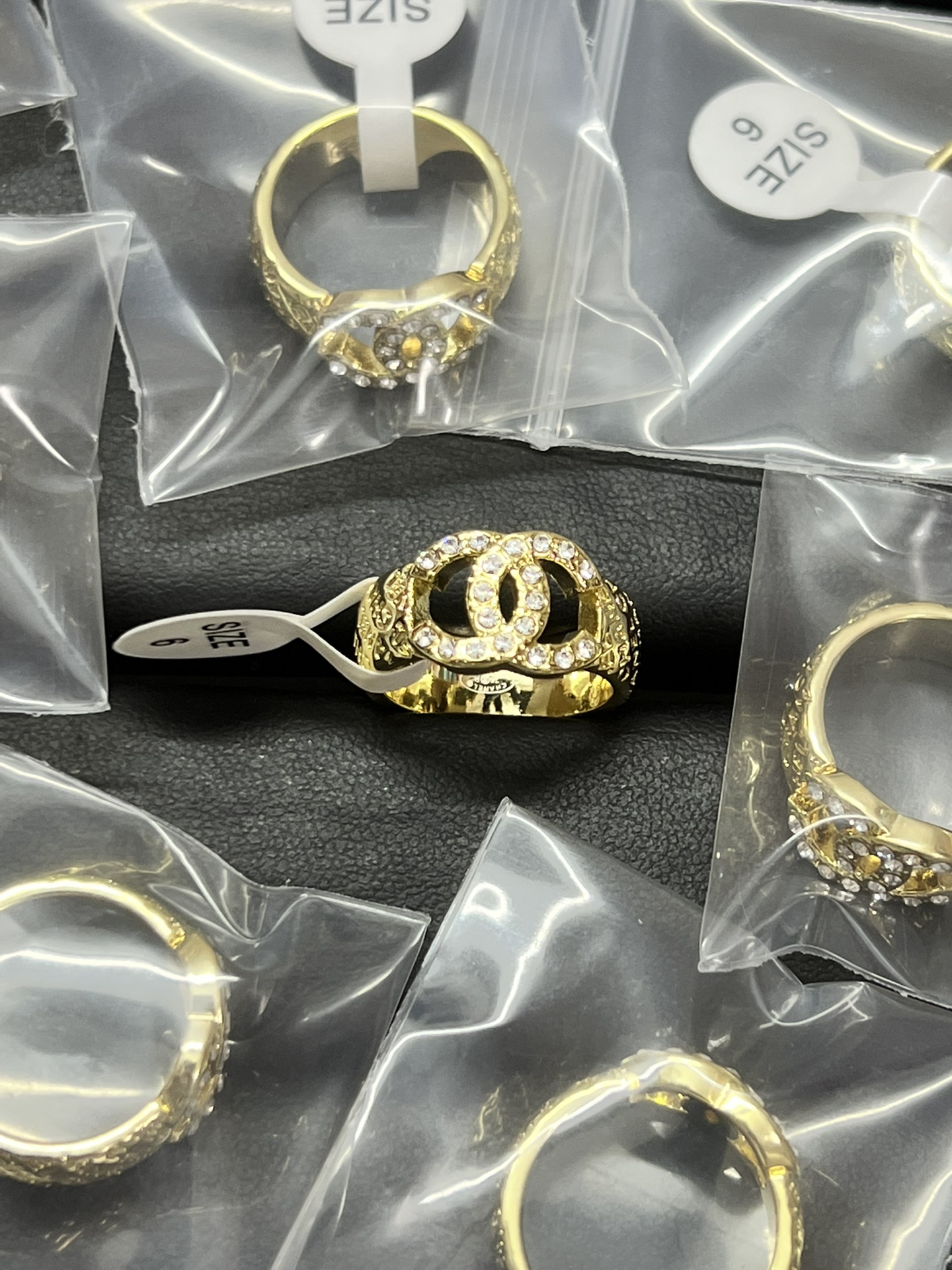 Chanel Monogram Debossed Wide Gold Ring - Best Replica Jewelry™