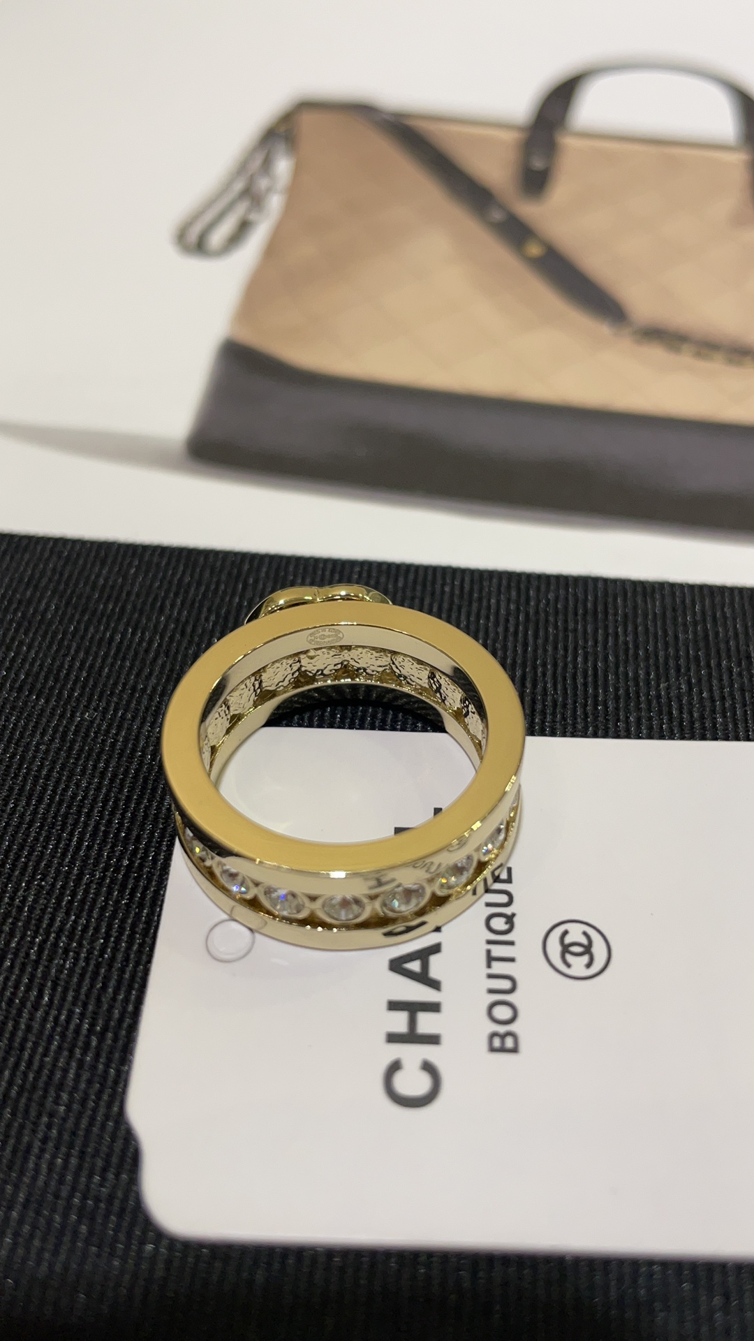 Chanel Full Diamond Wide Coco Ring - Best Replica Jewelry™