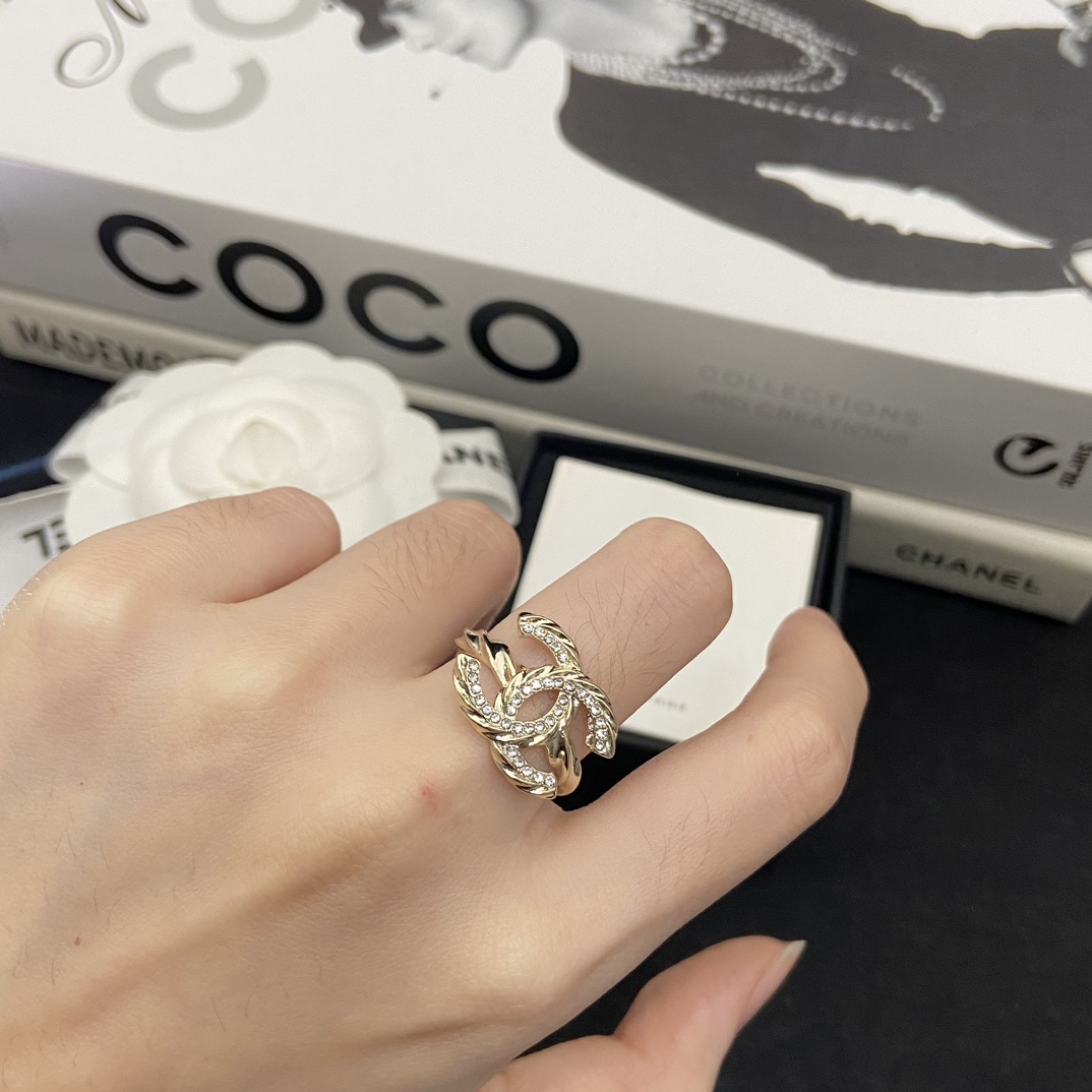 Chanel Dainty Diamond Paved Coco Ring - Best Replica Jewelry™