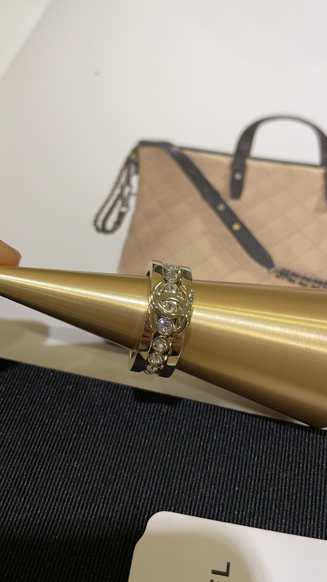 Chanel Full Diamond Wide Coco Ring - Best Replica Jewelry™