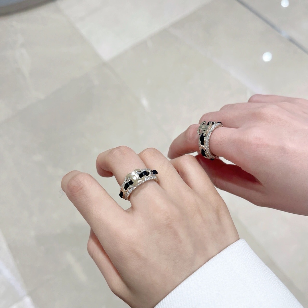 Chanel Black Leather Coco Ring - Best Replica Jewelry™