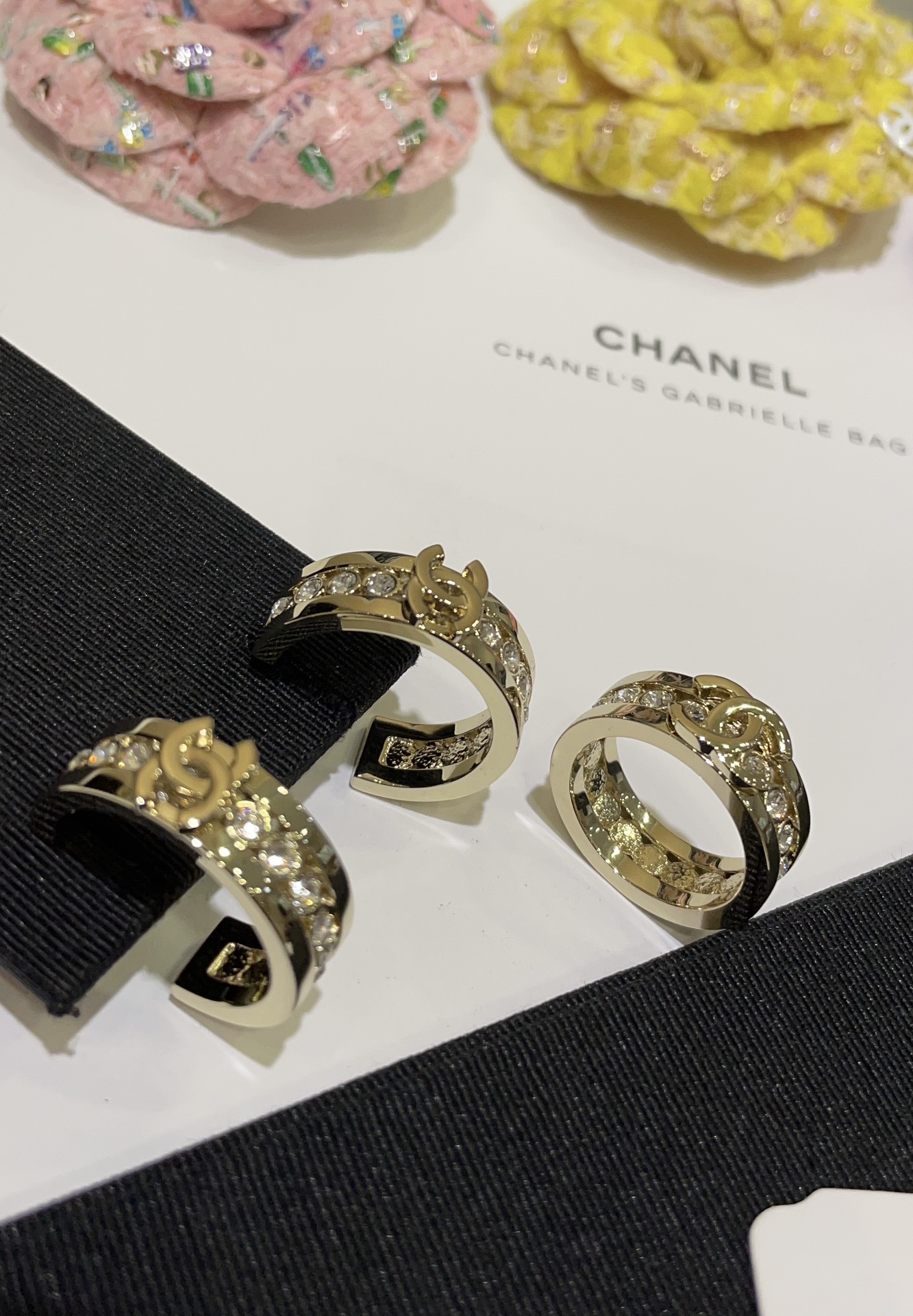 Chanel Full Diamond Wide Coco Ring - Best Replica Jewelry™