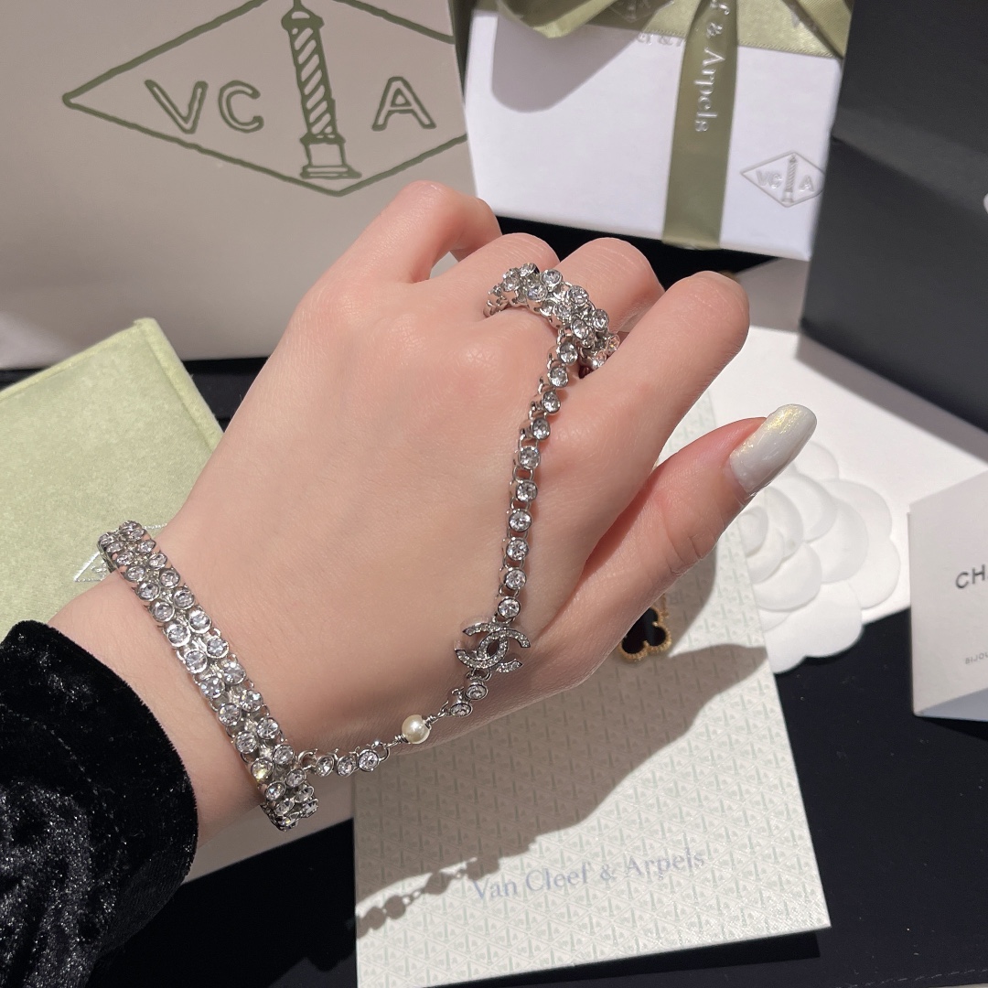 Chanel Hand Chain Hand Harness Open Cuff Bangle Bracelet Ring - Best Replica Jewelry™