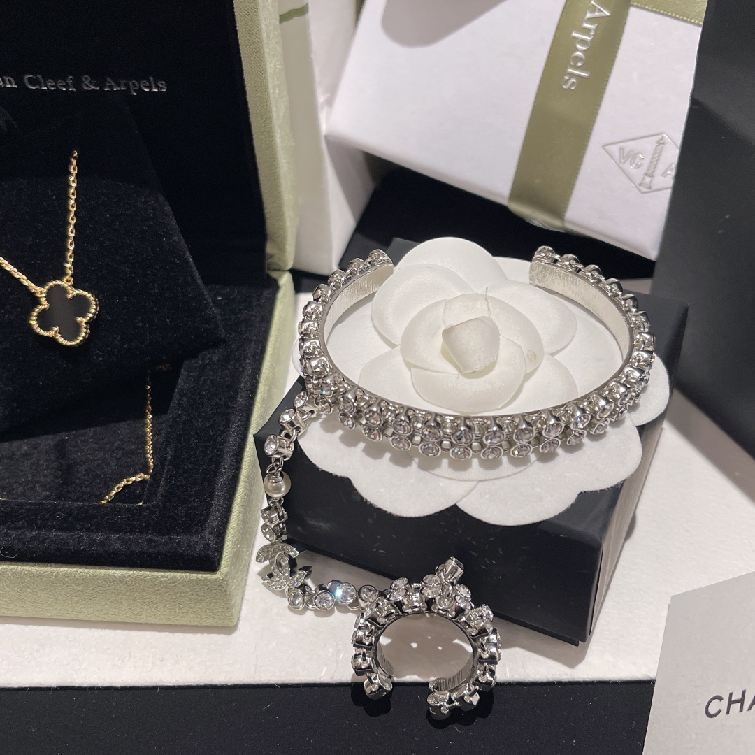 Chanel Hand Chain Hand Harness Open Cuff Bangle Bracelet Ring - Best Replica Jewelry™