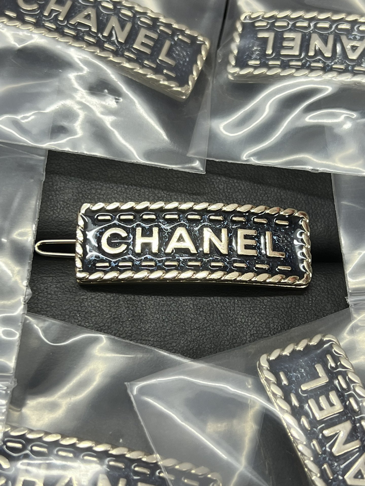 Rectangle Denim Blue Chanel Monogram Brooch - Best Replica Jewelry™