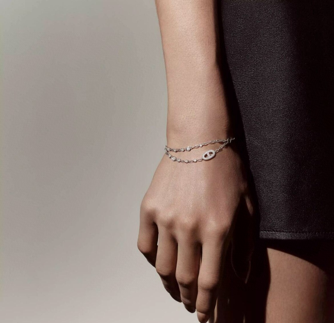 Hermes OT Clasp Two Layers Pig Nose Silver Bracelet - Best Replica Jewelry™