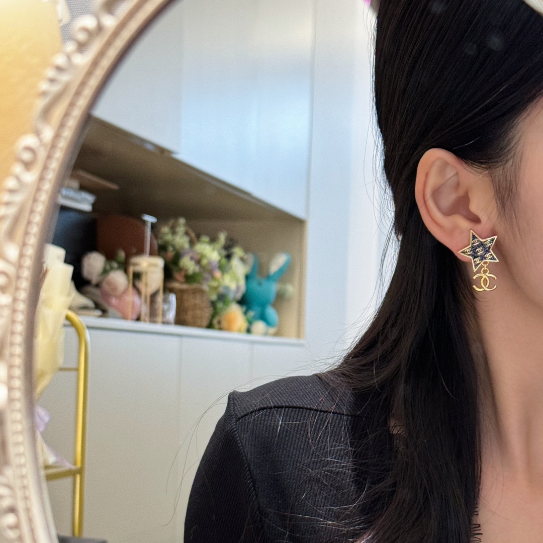 Chanel Star Enamel Coco Brooch Earrings - Best Replica Jewelry™