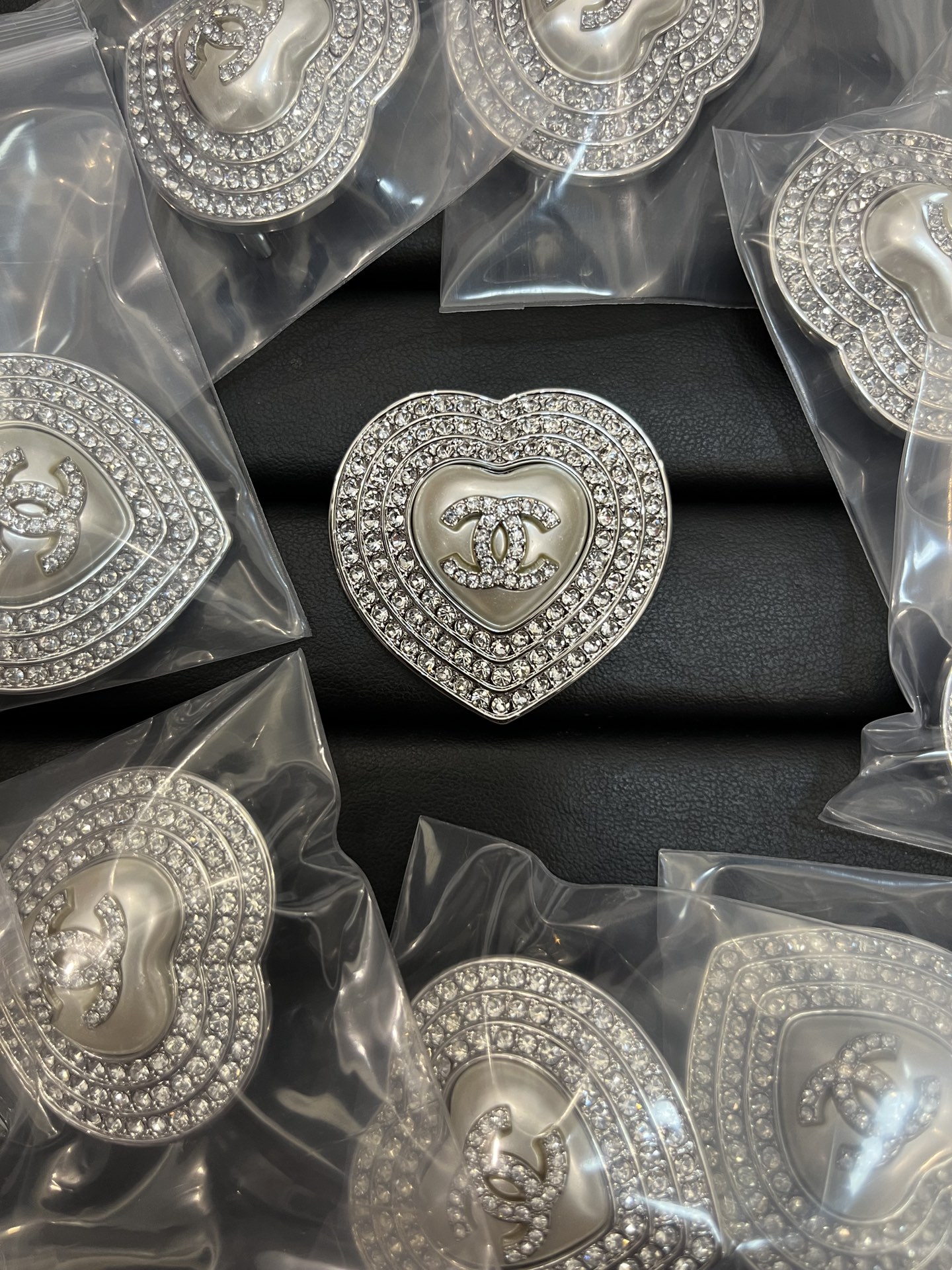 Chanel Diamond Around White Heart Brooch - Best Replica Jewelry™