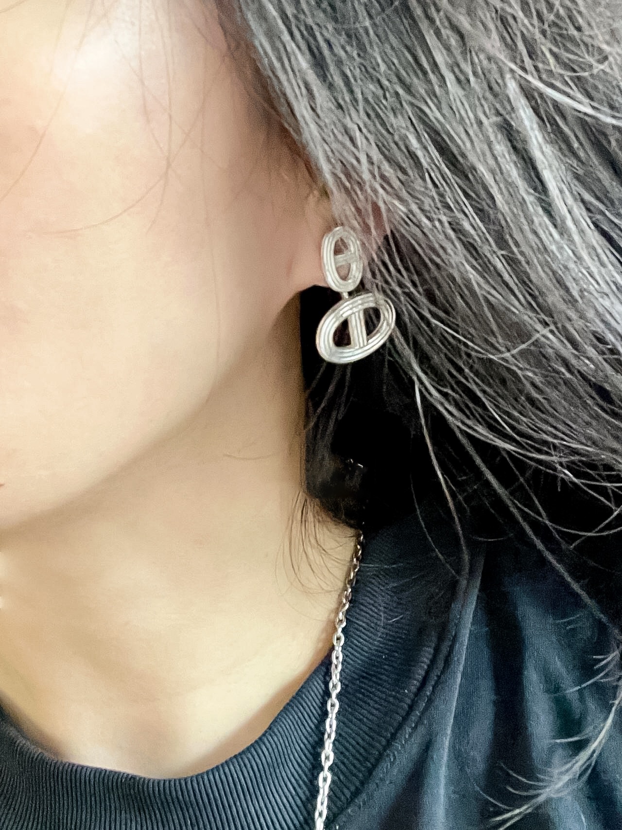 Hermes Pig Nose Dangle Earrings in Silver - Best Replica Jewelry™
