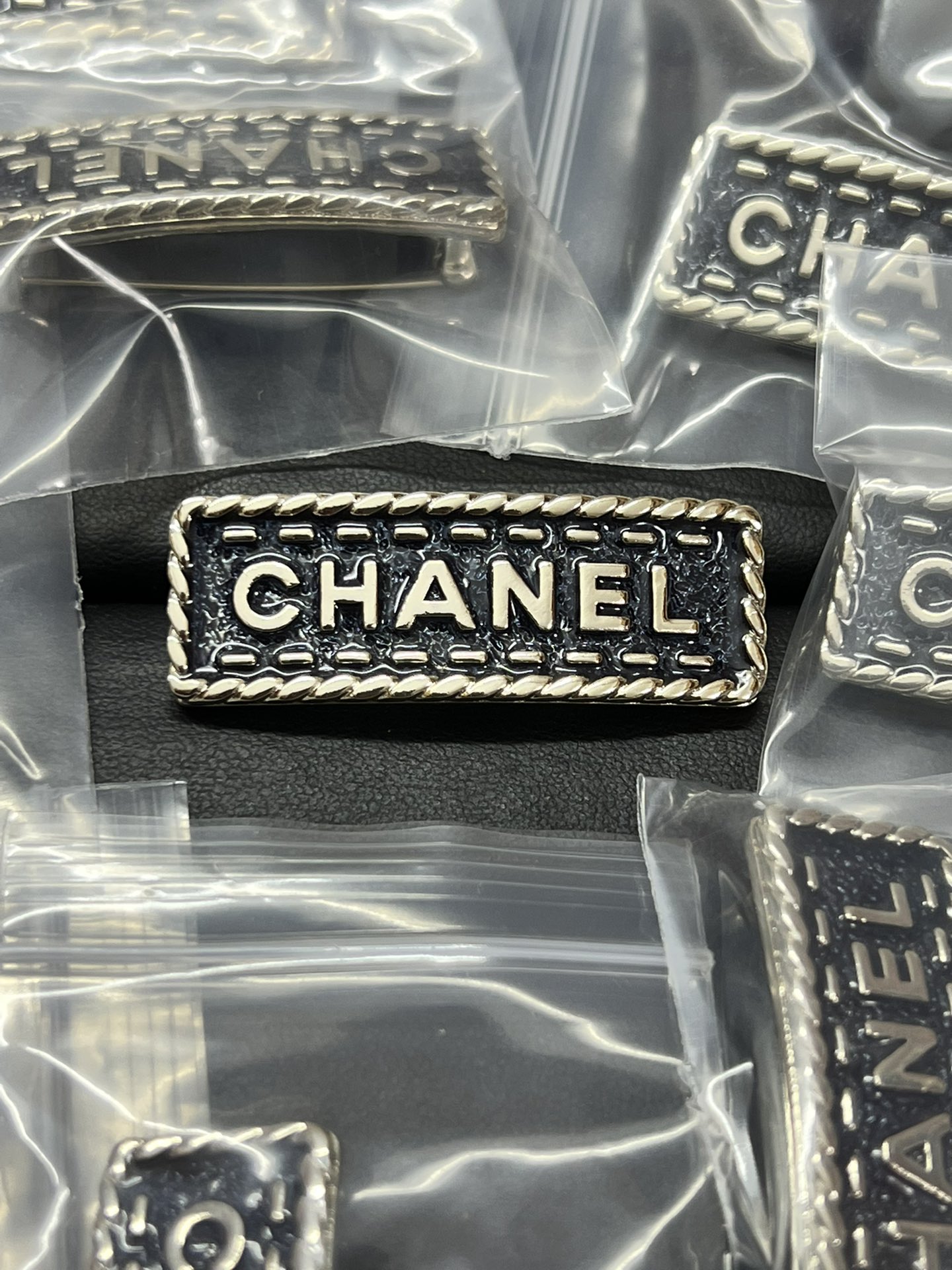 Rectangle Denim Blue Chanel Monogram Brooch - Best Replica Jewelry™