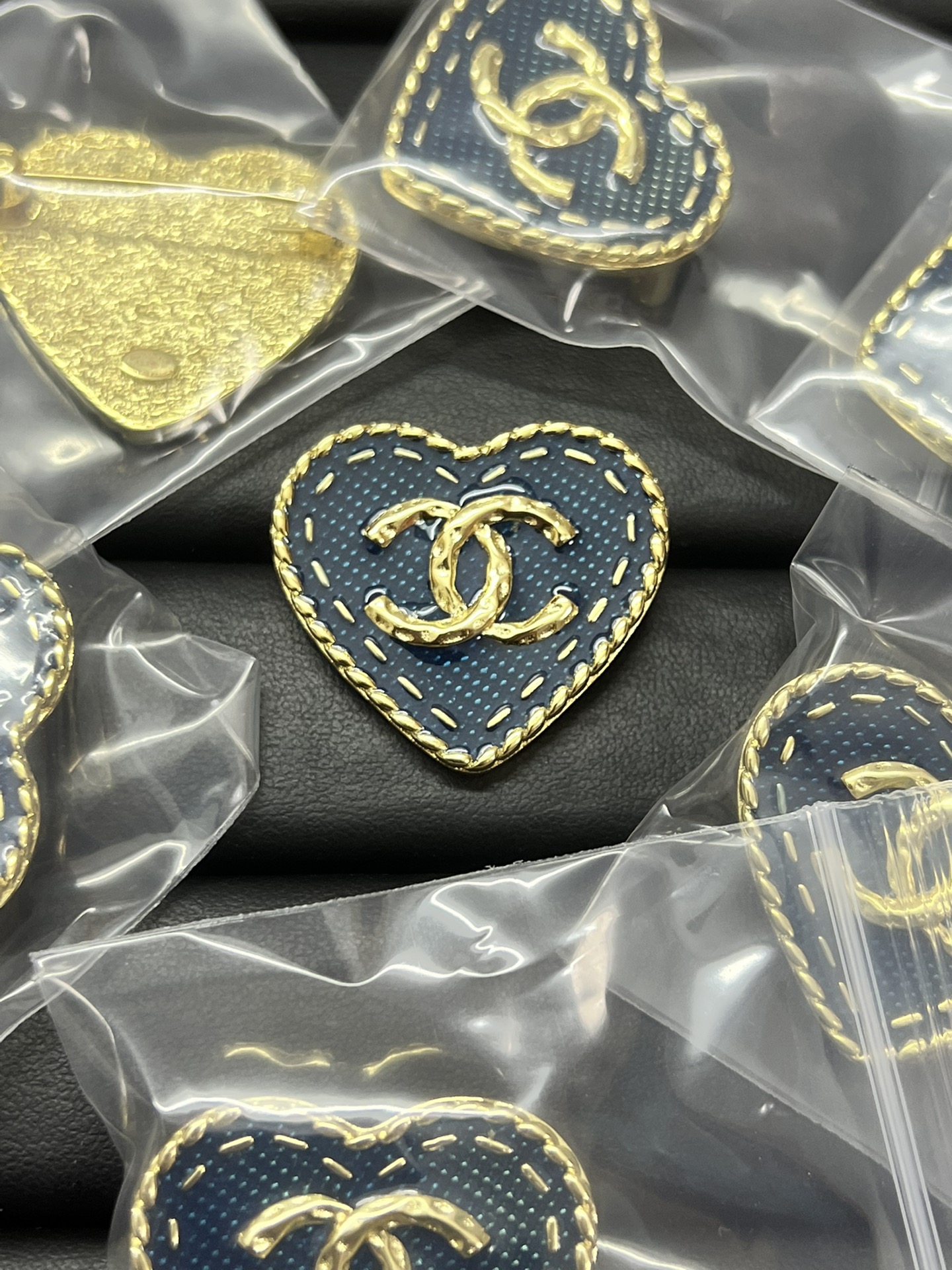 Chanel Denim Blue Heart Brooch - Best Replica Jewelry™
