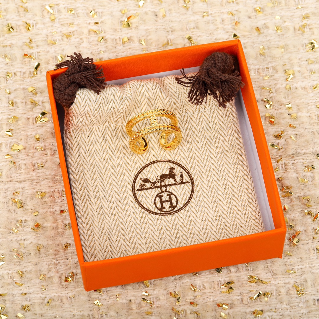 Hermes Hollow Open Gold Ring - Best Replica Jewelry™