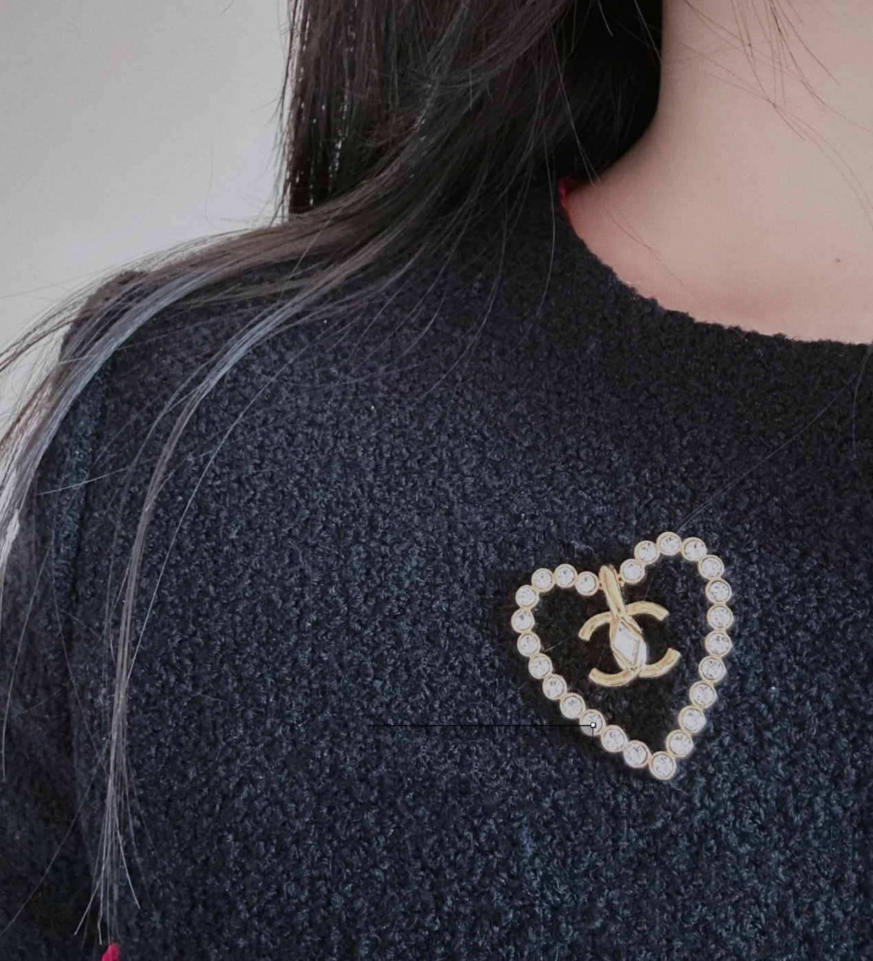 Chanel Diamond Paved Hollow Heart Brooch - Best Replica Jewelry™