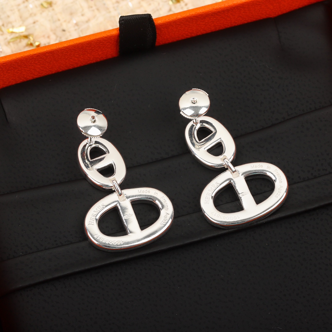 Hermes Pig Nose Dangle Earrings in Silver - Best Replica Jewelry™
