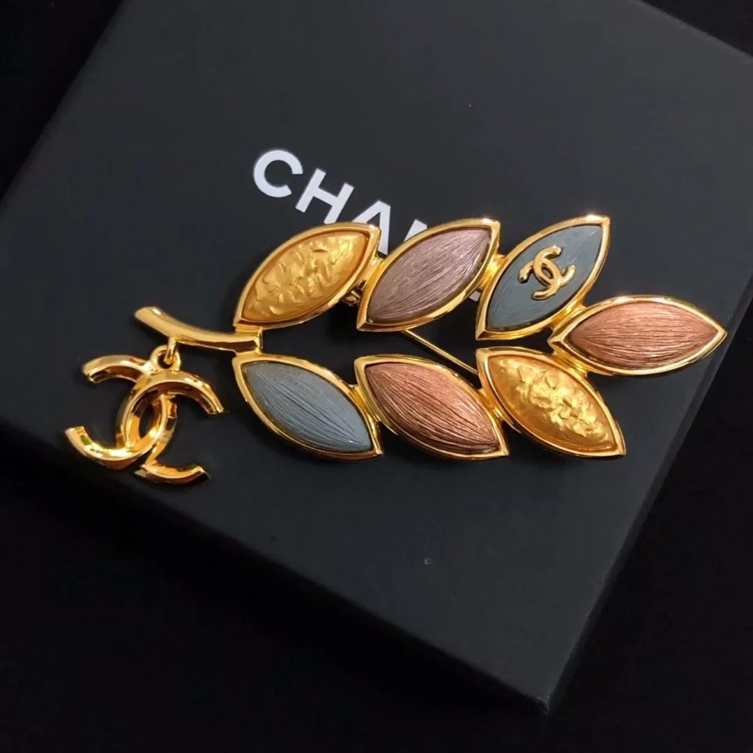 Chanel Multi Color Leaf Brooch - Best Replica Jewelry™