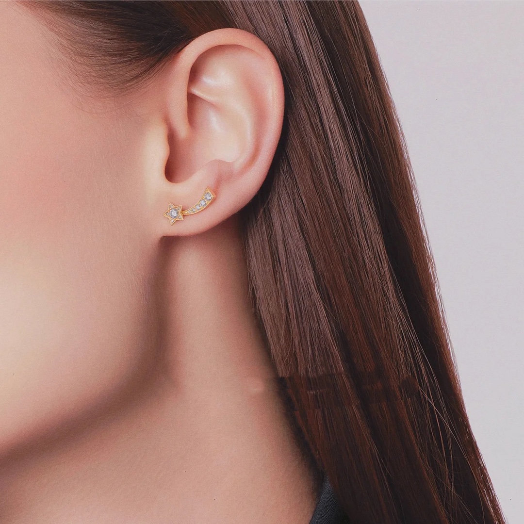 Chanel AB Asymmetric Mixed Metal Color Comete Earrings - Best Replica Jewelry™