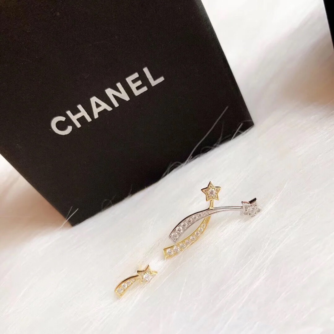 Chanel AB Asymmetric Mixed Metal Color Comete Earrings - Best Replica Jewelry™