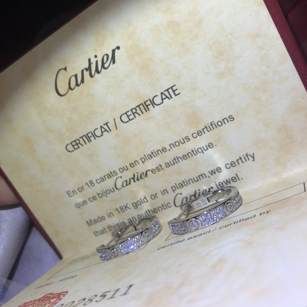 Cartier LEVE Full Paved Diamond Hoop Earrings - Best Replica Jewelry™