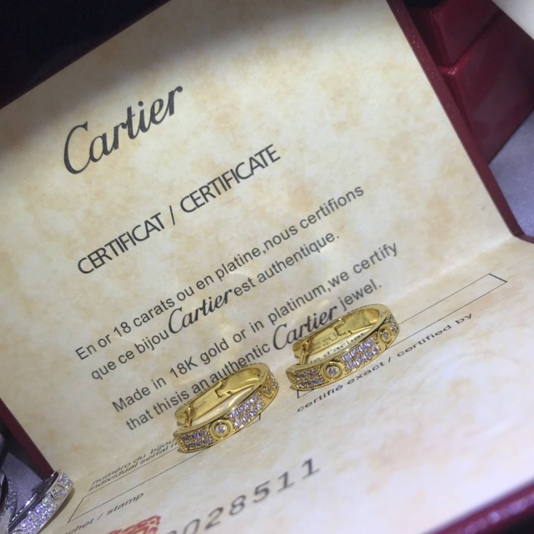 Cartier LEVE Full Paved Diamond Hoop Earrings - Best Replica Jewelry™