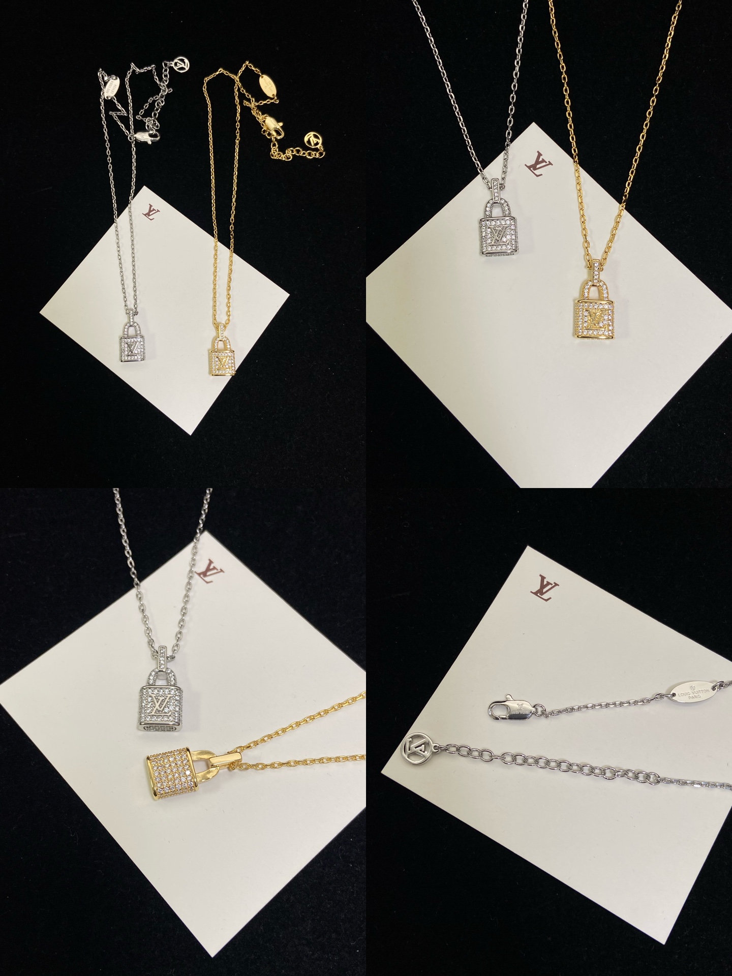 Louis Vuitton Diamond Lock Pendant Necklace Earrings - Best Replica Jewelry™
