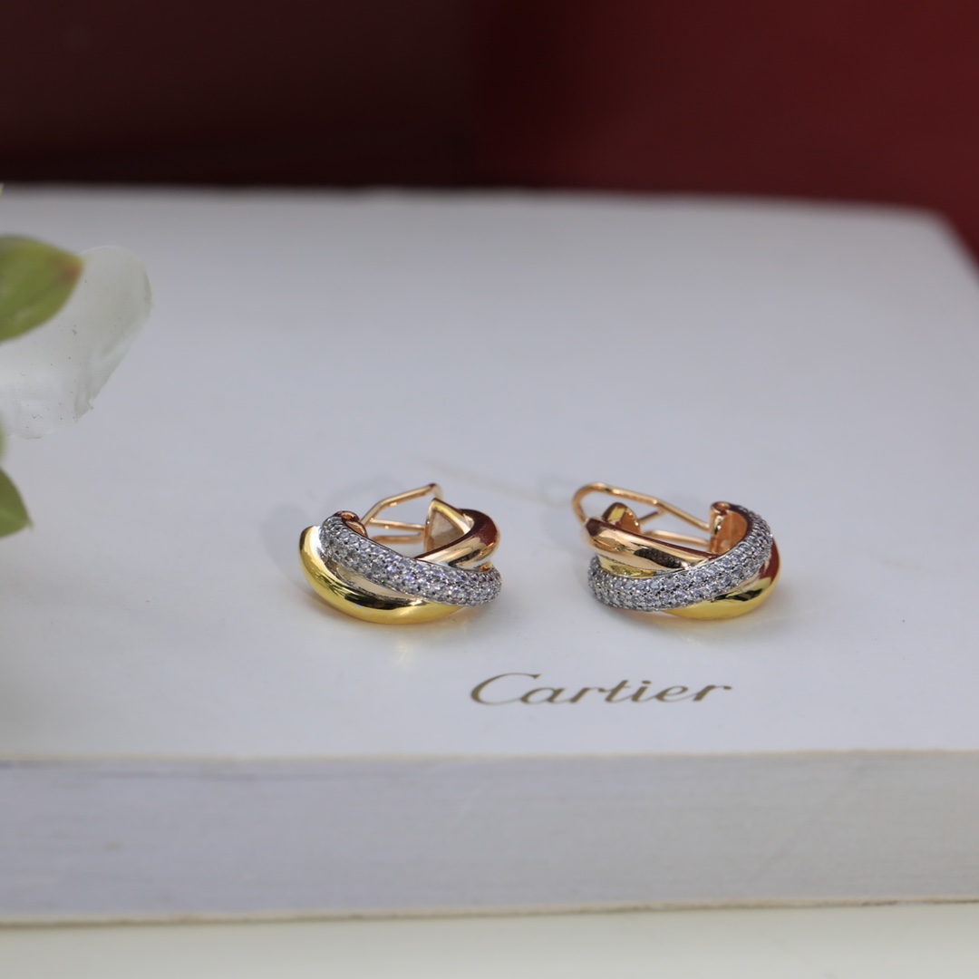 Cartier Mixed 3 Metal Color Trinity Earrings - Best Replica Jewelry™