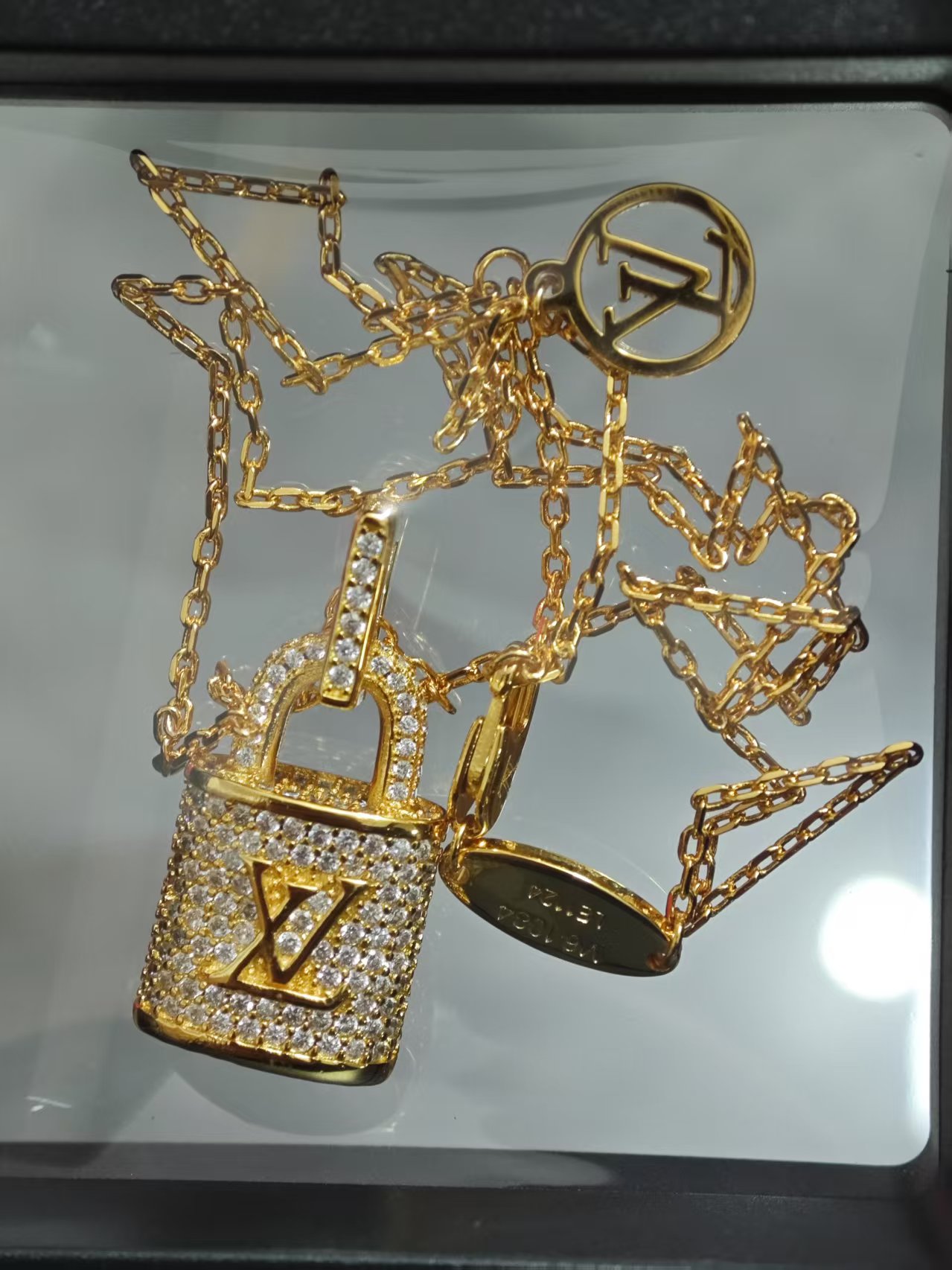 Louis Vuitton Diamond Lock Pendant Necklace Earrings - Best Replica Jewelry™