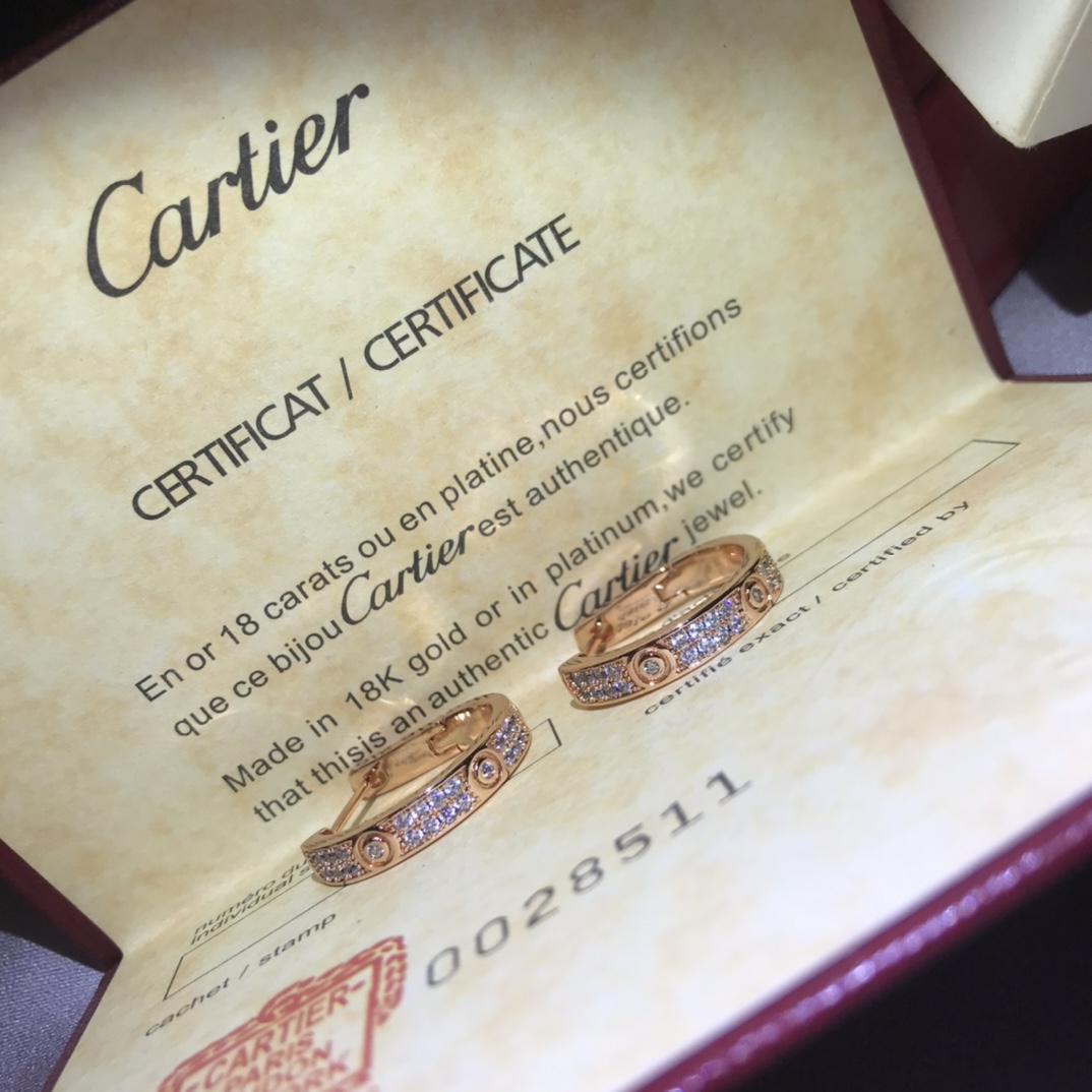Cartier LEVE Full Paved Diamond Hoop Earrings - Best Replica Jewelry™