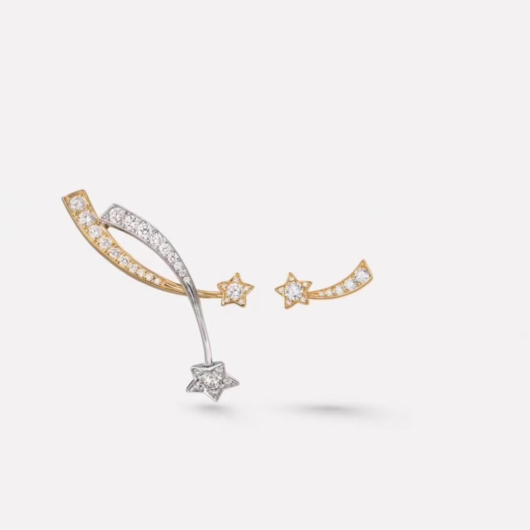 Chanel AB Asymmetric Mixed Metal Color Comete Earrings - Best Replica Jewelry™