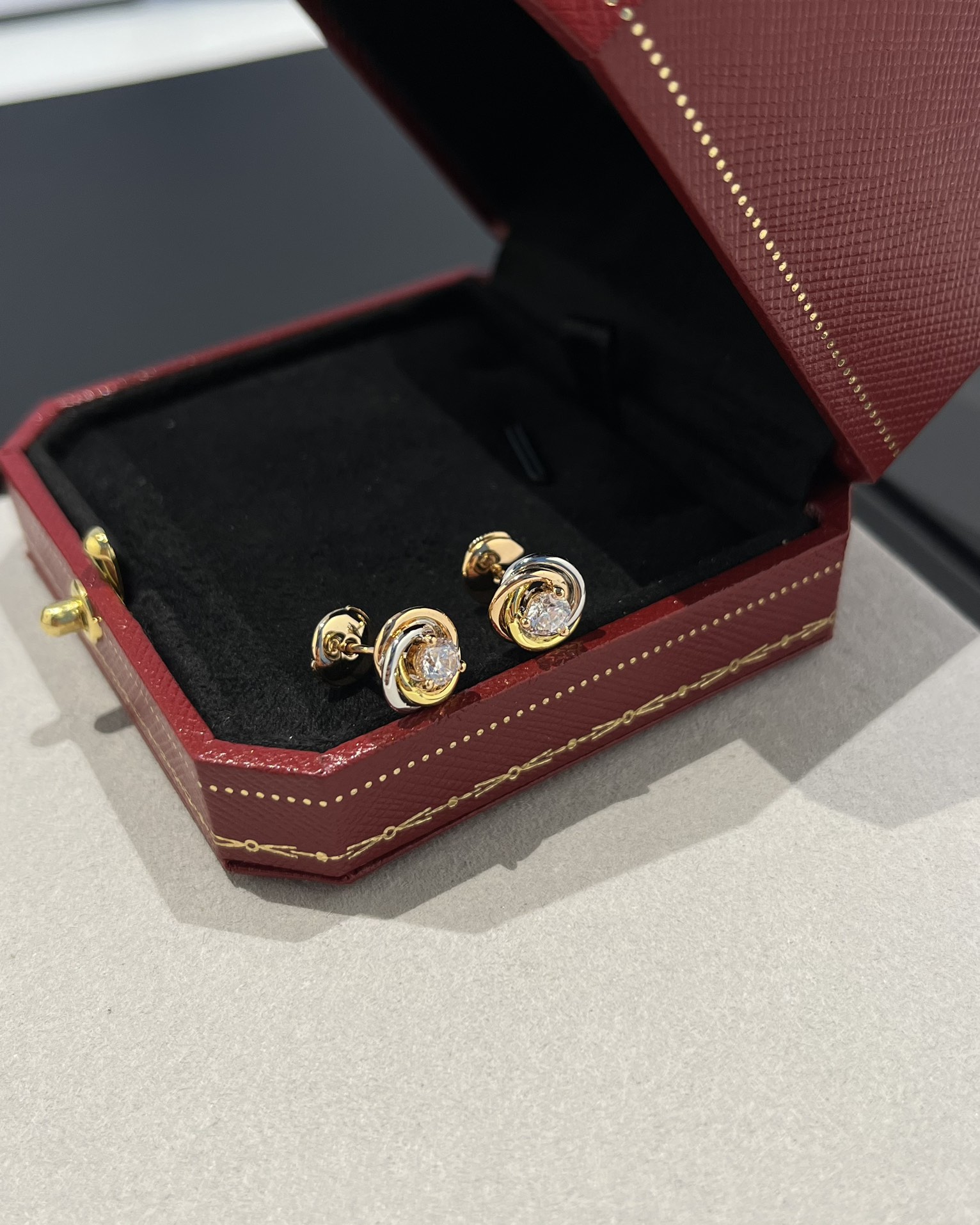 Cartier Trinity Stud Earrings, 2 Diamonds - Best Replica Jewelry™