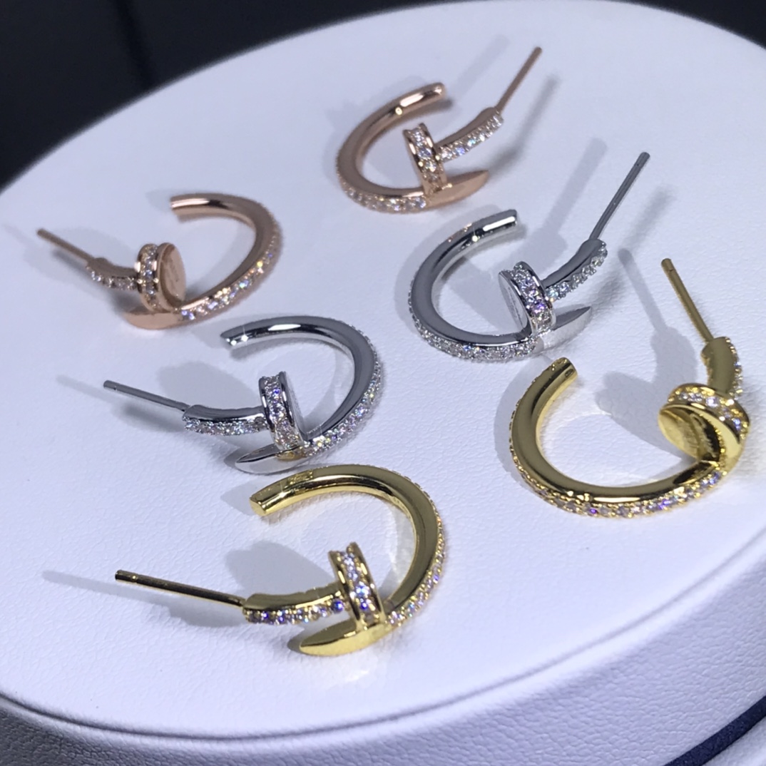 Cartier Juste un Clou Hoop Earrings, Small Model, Full Diamond Paved - Best Replica Jewelry™