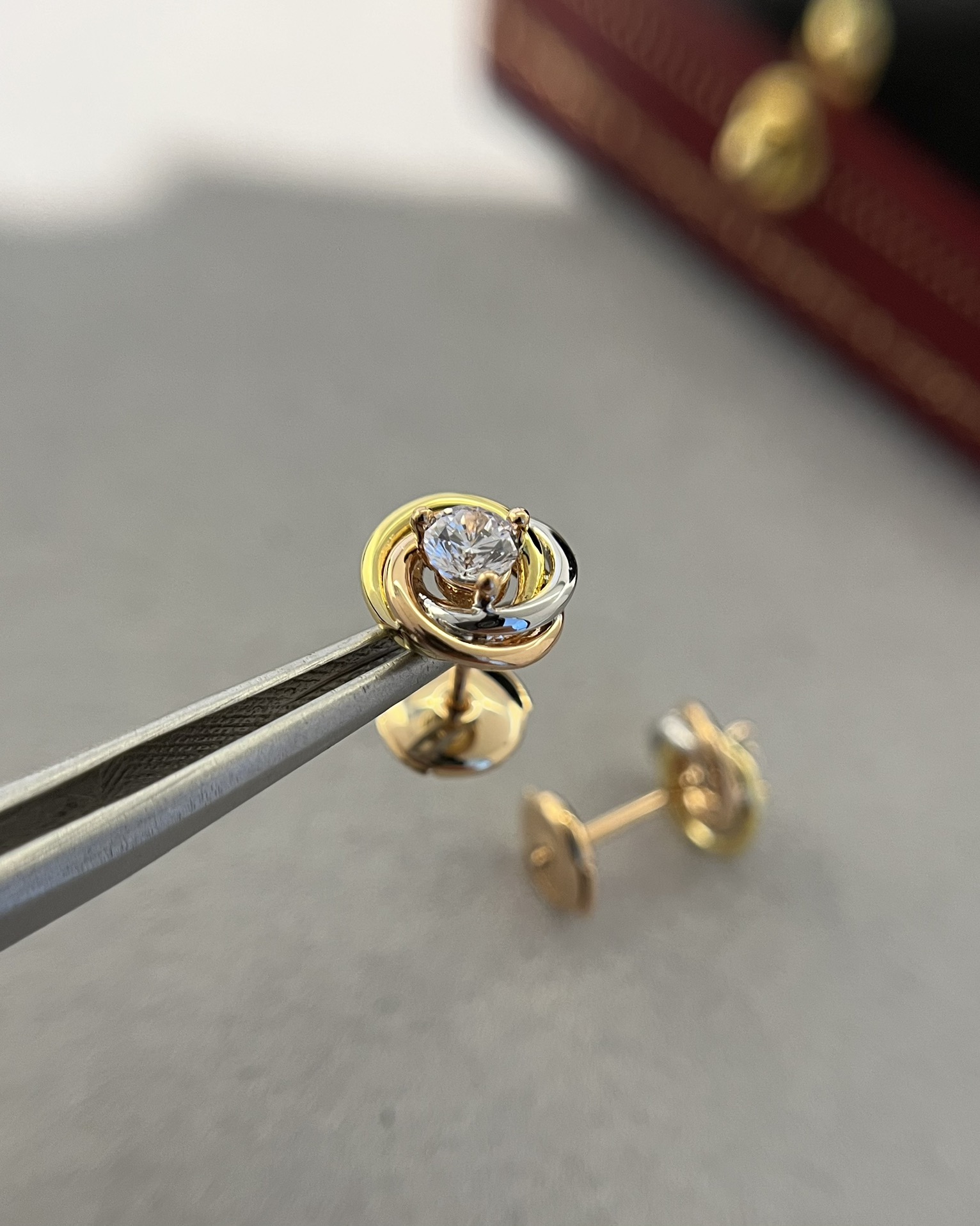 Cartier Trinity Stud Earrings, 2 Diamonds - Best Replica Jewelry™
