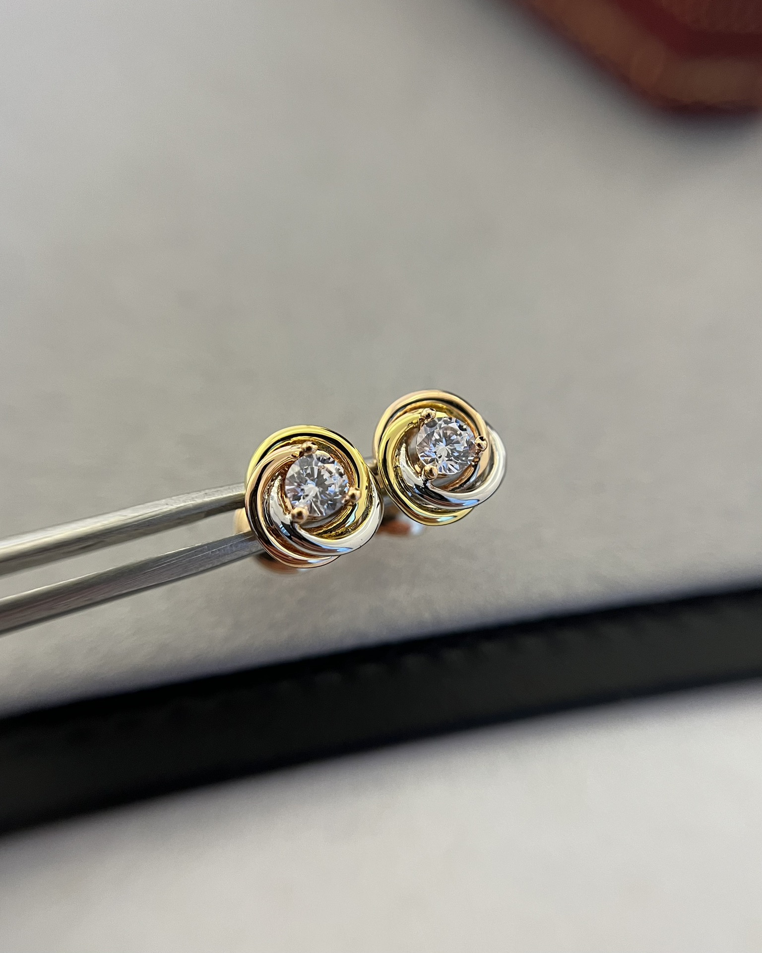 Cartier Trinity Stud Earrings, 2 Diamonds - Best Replica Jewelry™