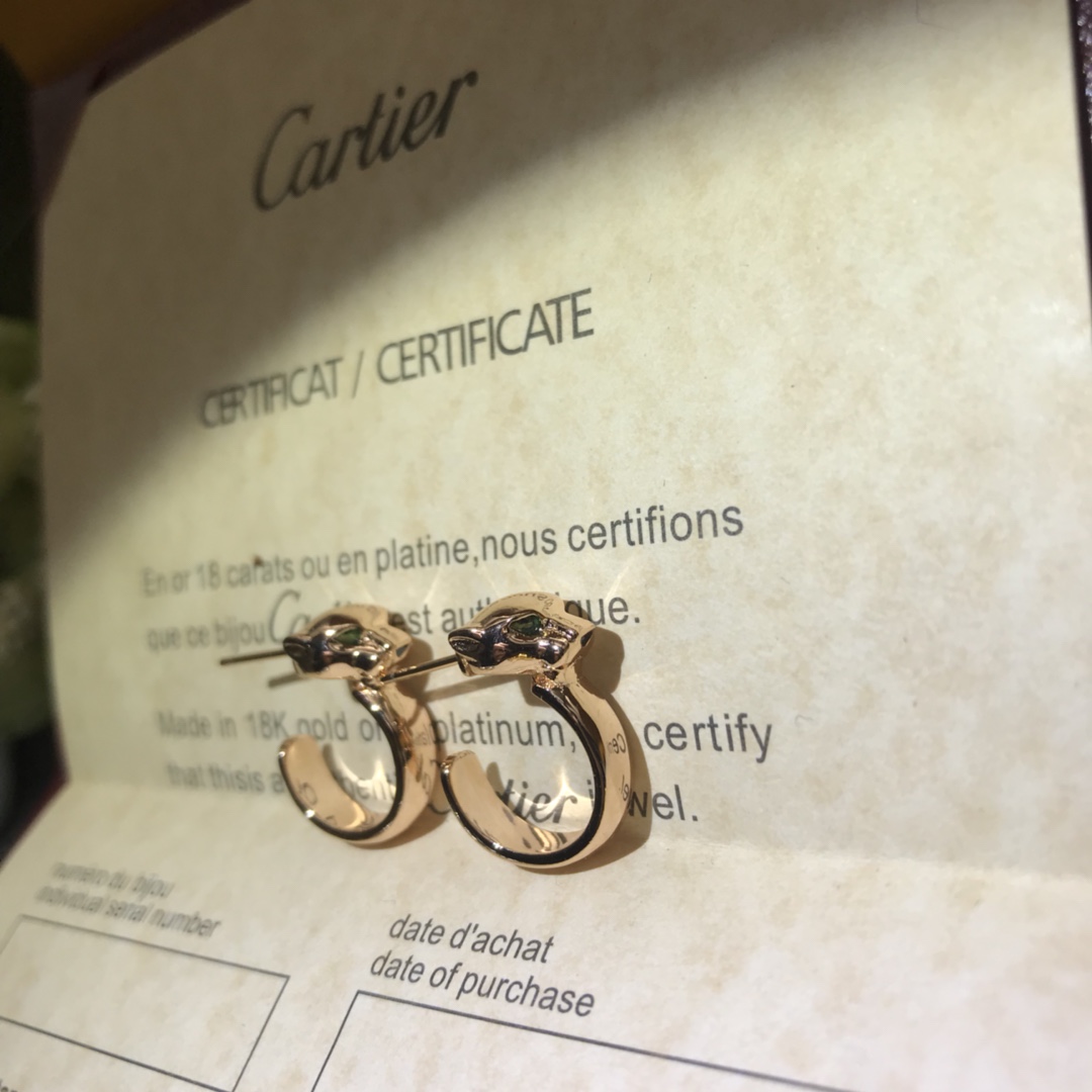 Cartier Panthère de Leopard Half Hoop Stud Earrings - Best Replica Jewelry™