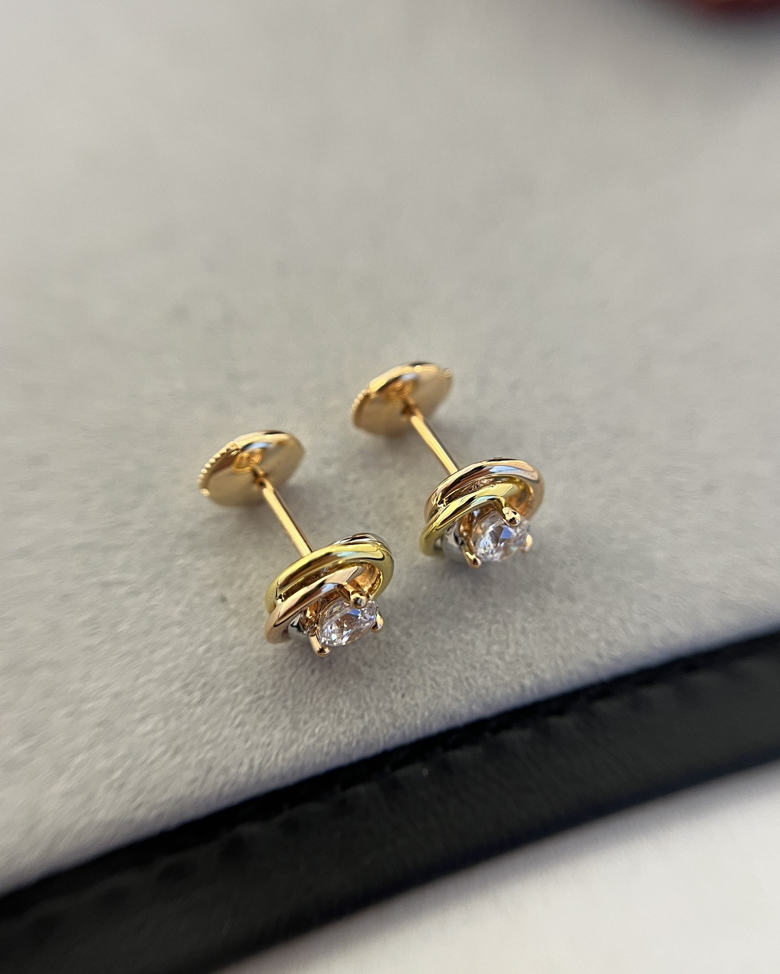 Cartier Trinity Stud Earrings, 2 Diamonds - Best Replica Jewelry™