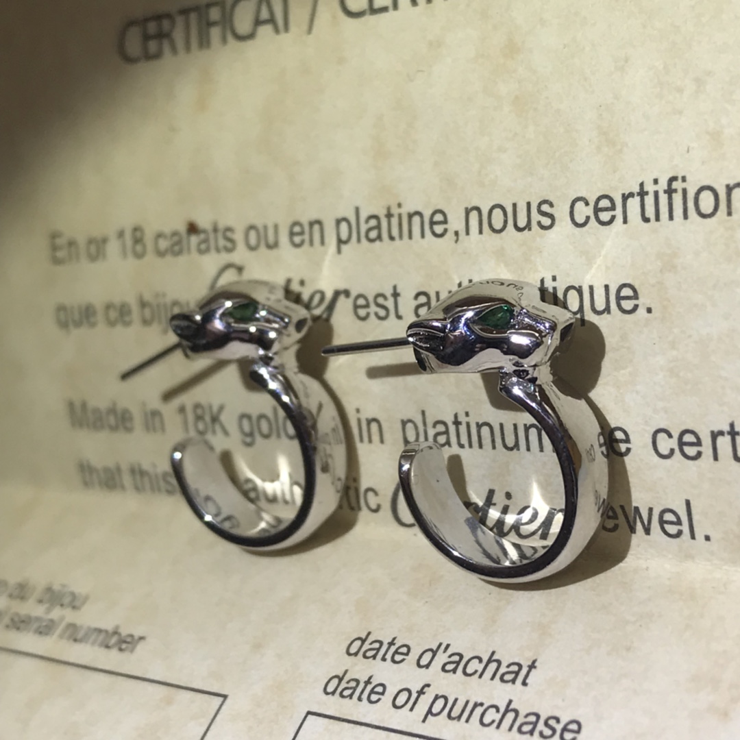 Cartier Panthère de Leopard Half Hoop Stud Earrings - Best Replica Jewelry™