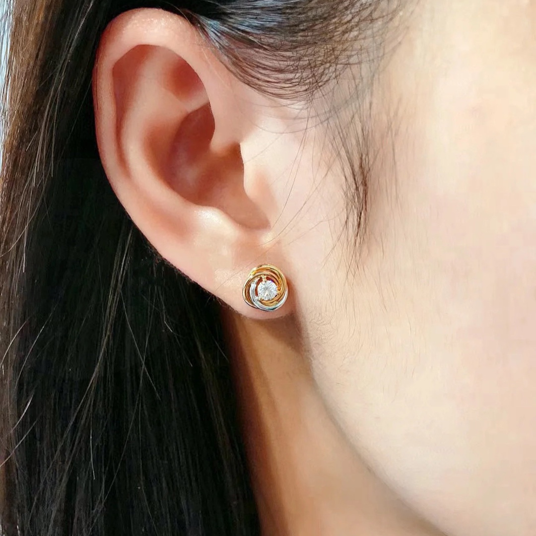 Cartier Trinity Stud Earrings, 2 Diamonds - Best Replica Jewelry™