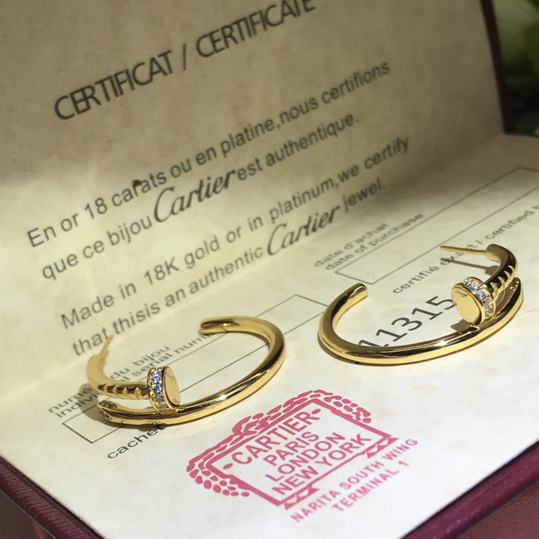 Cartier Head & Tail Pave Diamond Small Juste un Clou Hoop Earrings - Best Replica Jewelry™