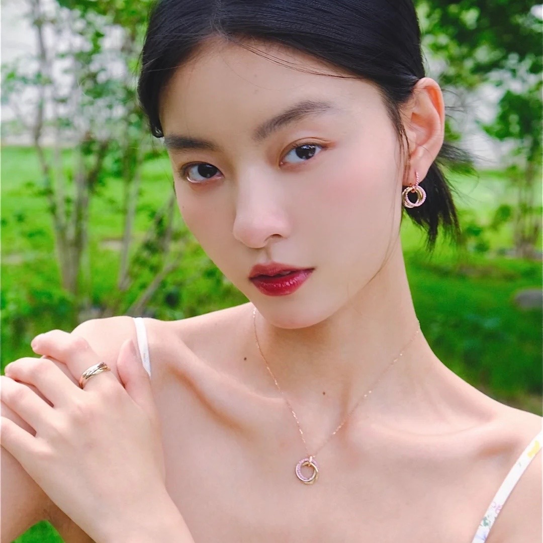 Cartier Pink Diamond Paved Trinity Necklace Earrings - Best Replica Jewelry™