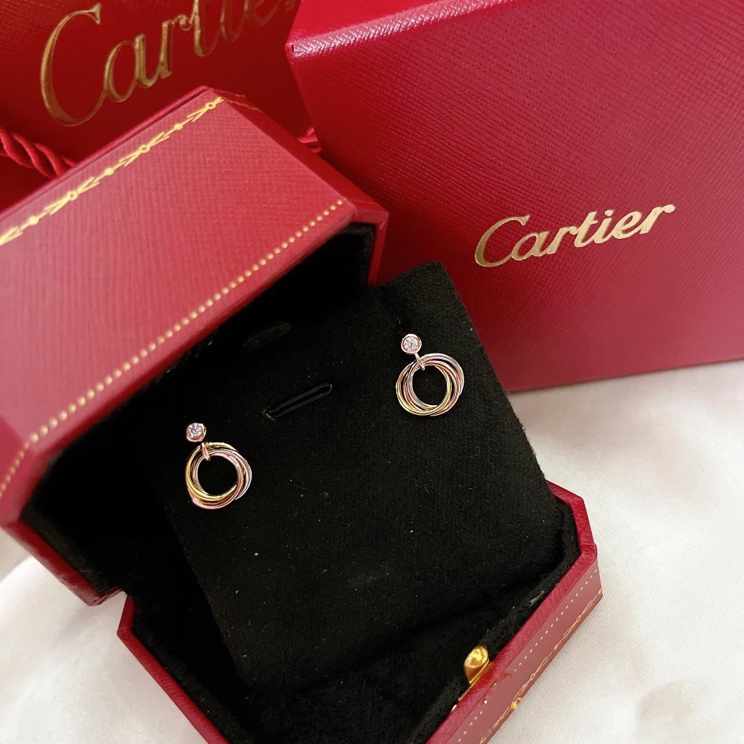 Cartier Trinity Earrings, Brilliant-cut Diamonds - Best Replica Jewelry™