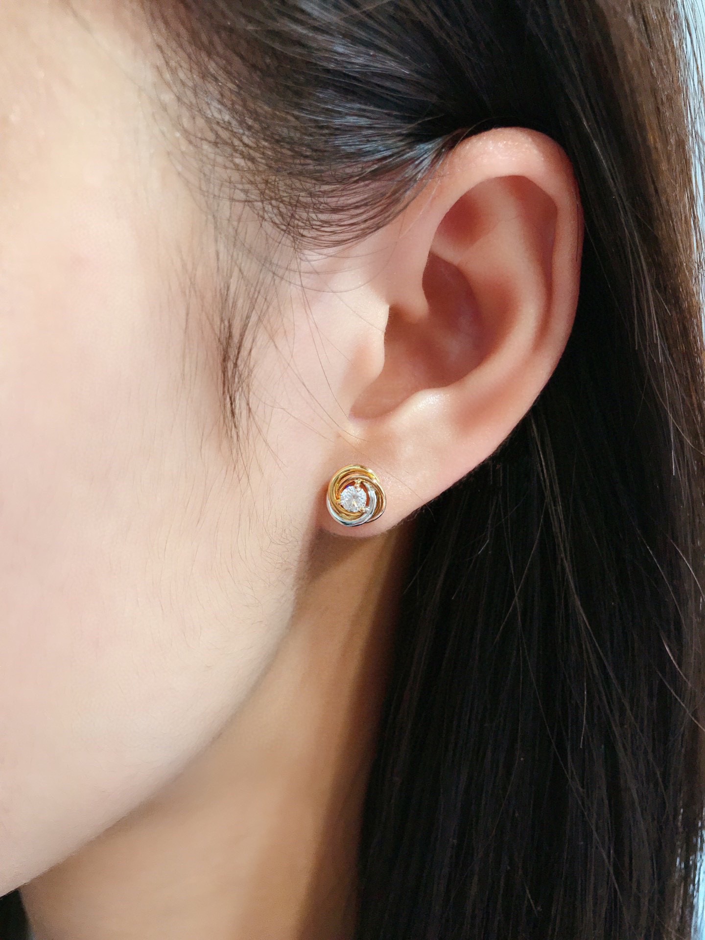 Cartier Trinity Stud Earrings, 2 Diamonds - Best Replica Jewelry™