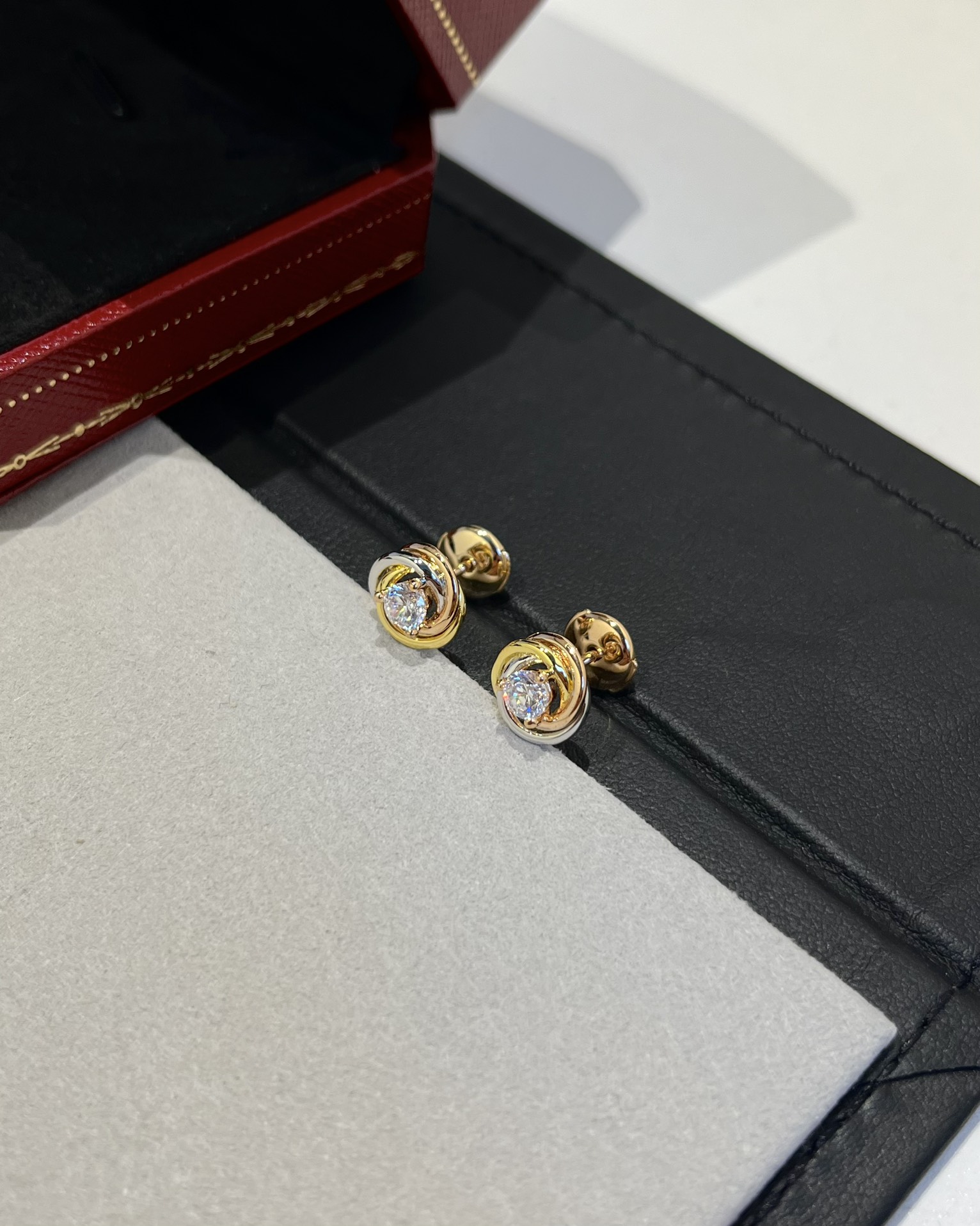 Cartier Trinity Stud Earrings, 2 Diamonds - Best Replica Jewelry™