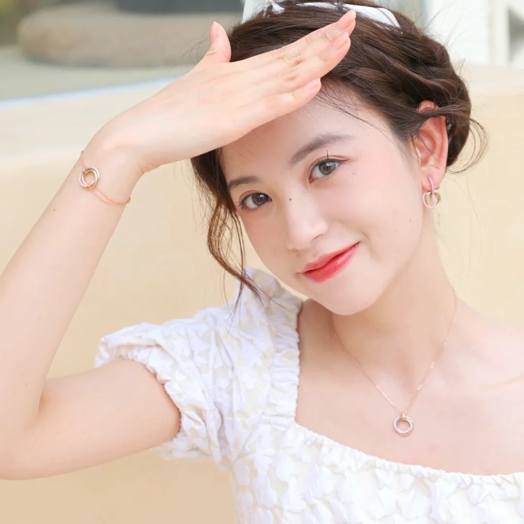 Cartier Pink Diamond Paved Trinity Necklace Earrings - Best Replica Jewelry™