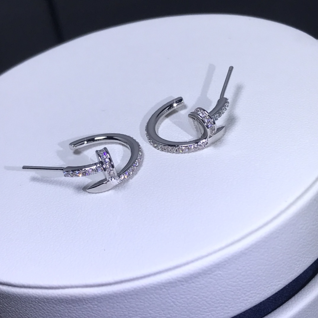 Cartier Juste un Clou Hoop Earrings, Small Model, Full Diamond Paved - Best Replica Jewelry™