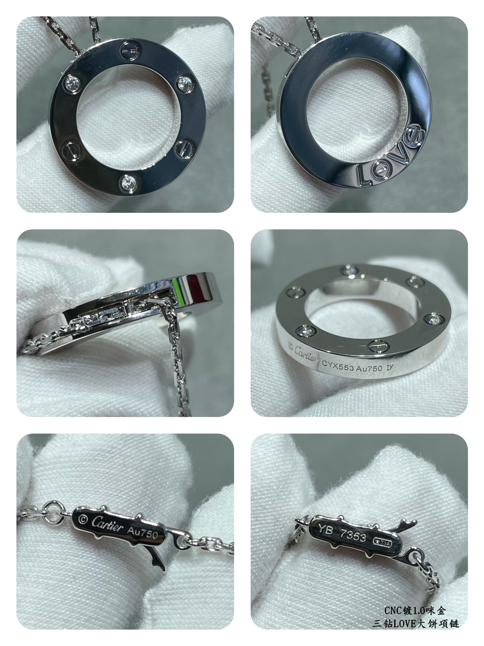 Cartier 3 Diamonds Paved Trinity Pendant Necklace - Best Replica Jewelry™